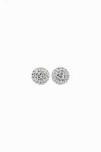 8mm Sparkle Ball Earrings- White