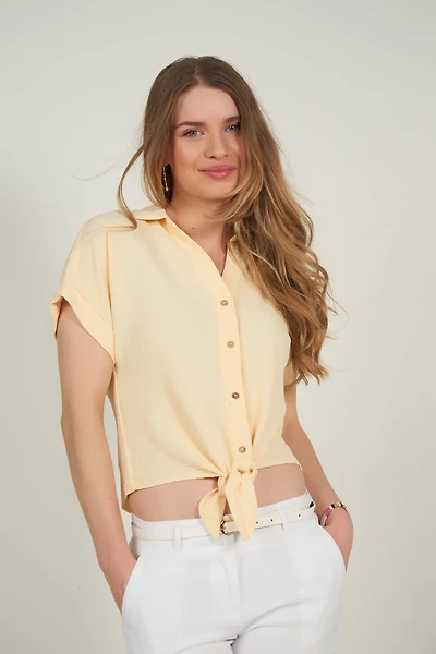 Tie-Front Blouse - ELISHA-CU (E-A7)