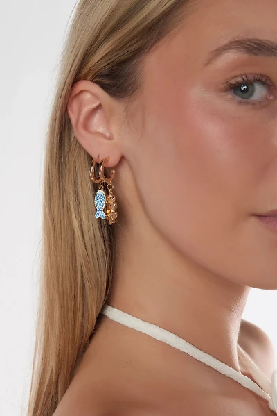 Boucles d’oreilles dorées à motifs marins - C1237 - VENTE FINALE