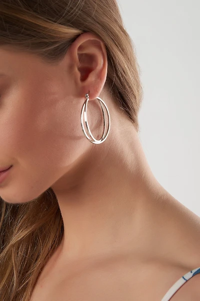 Elegant silver hoop earrings - C1170 - FINAL SALE