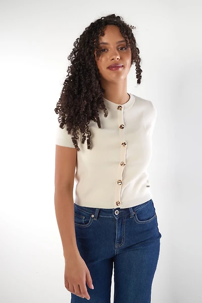 Cardigan Élégant Boutons Dorés - CELINIE (E-A8)