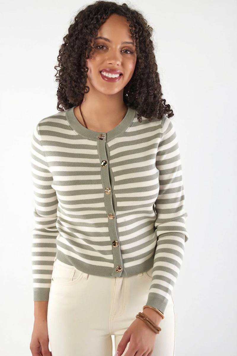 Cardigan avec Boutons en Bijou - CELINIE-LS (E-A7)