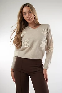 Chandail en tricot à fleurs appliquées - COZETTE (E-B2)