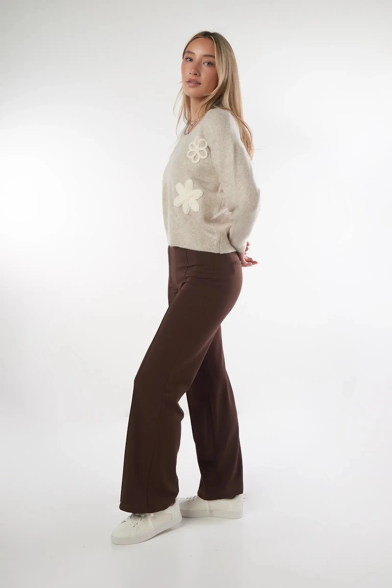 Chandail en tricot à fleurs appliquées - COZETTE (E-B2)
