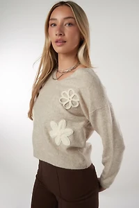 Chandail en tricot à fleurs appliquées - COZETTE (E-B2)