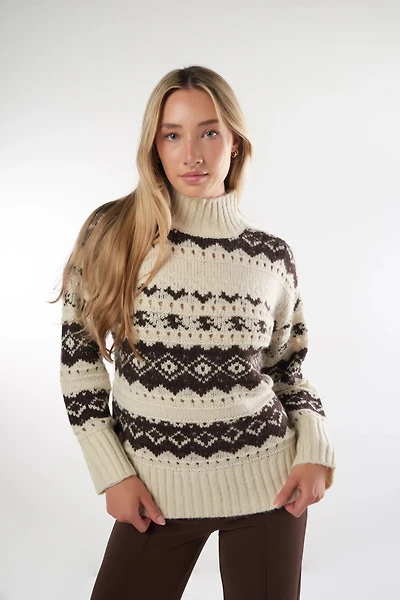 Jacquard pattern knit sweater - AMPLE (E-B7)