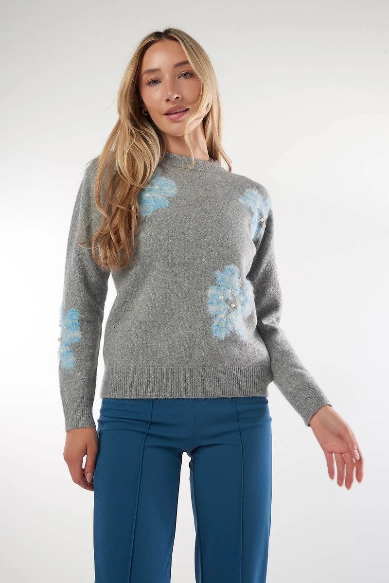 Chandail en tricot à fleurs perlées - CAPUCINA (E-B3)