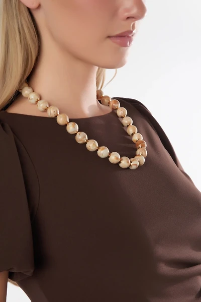 Collier élégant à billes marbrées - C1216 - VENTE FINALE