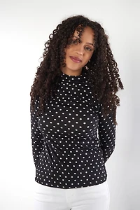 Haut à Pois Col Montant Élégant - RIMMA-DOT009 (R-A9)