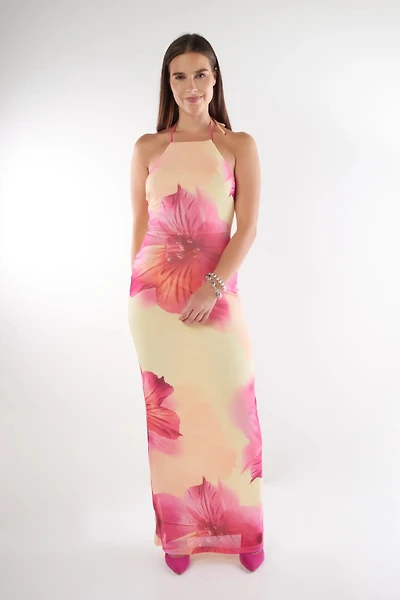 Robe longue fleurie à dos ouvert - DD4841 (E-A9)