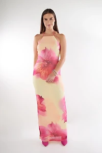 Robe longue fleurie à dos ouvert - DD4841 (E-A9)