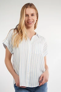 Blouse rayée à manches courtes - 19579 (E-A10)