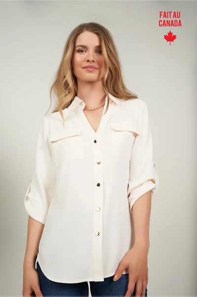 Blouse col en V et manches trois-quarts - PINOT-SOL (R-B10)