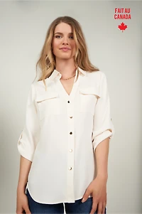 Blouse col en V et manches trois-quarts - PINOT-SOL (R-B10)