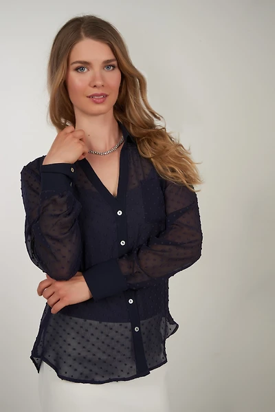 Swiss dot chiffon blouse - DESSA (R-A11)