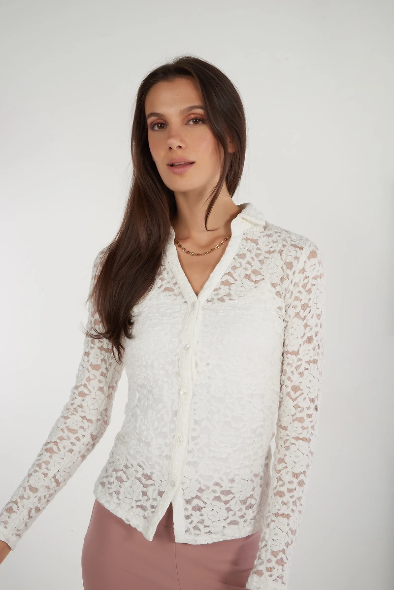 Blouse en dentelle fleurie - LEONCIA-SY2 (E-B2)