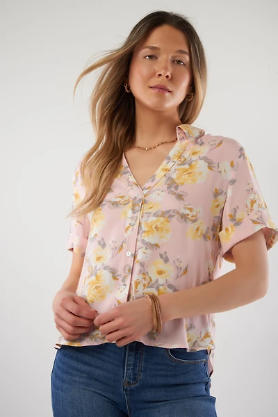 Floral short sleeves blouse - NORMA-NPK2 (R-A10)