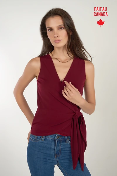 V-neck tie-front tank top - OCILIA (R-A2)