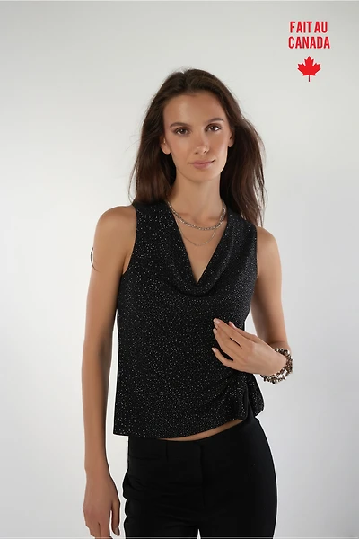 Camisole brillante avec décolleté drapé - ZAFINA (R-A5)