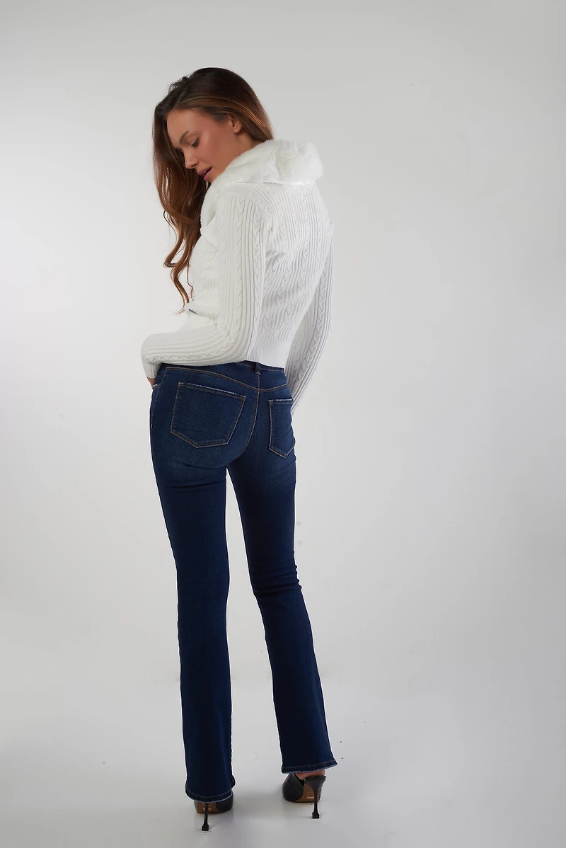 Cardigan à col en fourrure - PINA (E-B8)