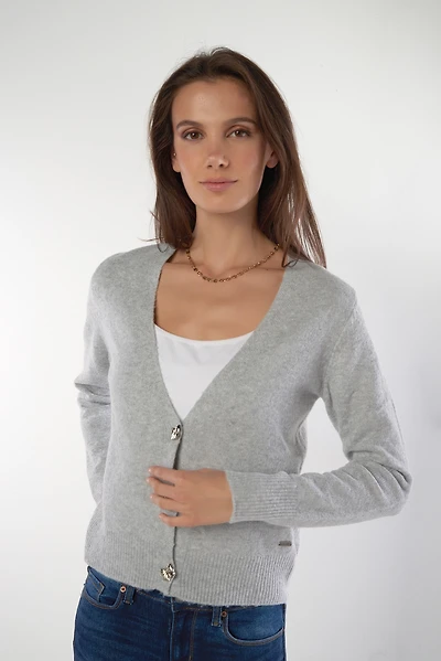 Cardigan with bow buttons - CLO (E-B4)