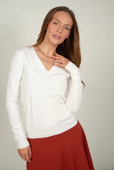 Chandail basique avec col en V - LT25053 (E-A1)