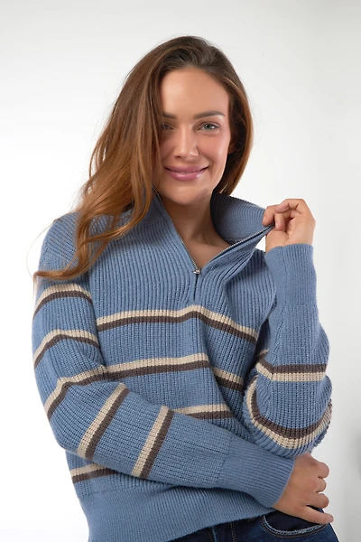 Chandail rayé avec zip - COZY-Y2 (E-B5)