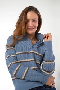 Chandail rayé avec zip - COZY-Y2 (E-B5)