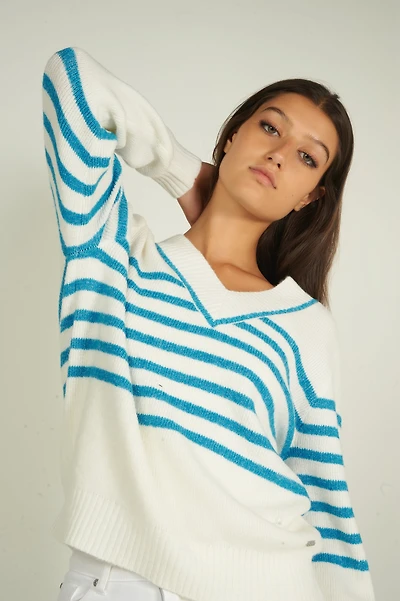 Striped long sleeve sweater - JACINTHE (E-A1) FINAL SALE