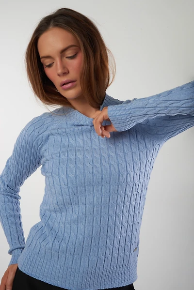 Cable-knit crew neck sweater - TINNA (E-B3)