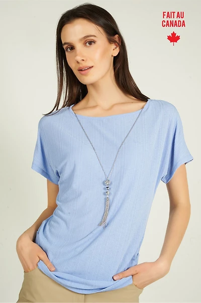 Short sleeve top with necklace - YESSA-4 (R-A8)