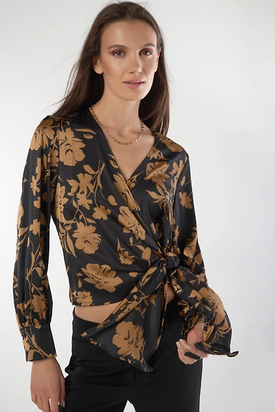 Tie-front wrap top - PUJA3 (R-B10)