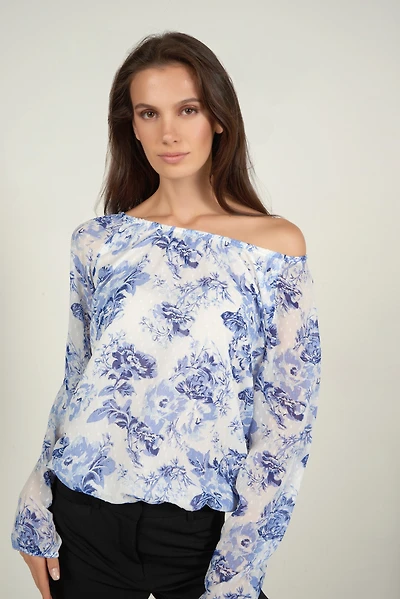 Floral chiffon top - CLAUDINE-T (R-A3)