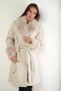 Manteau long à détail de fourrure - TANIA (E-C6)