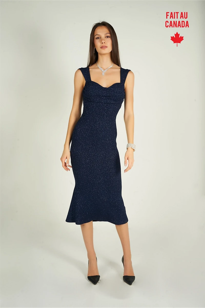 Robe midi brillante - IZAR (R-B14) VENTE FINALE