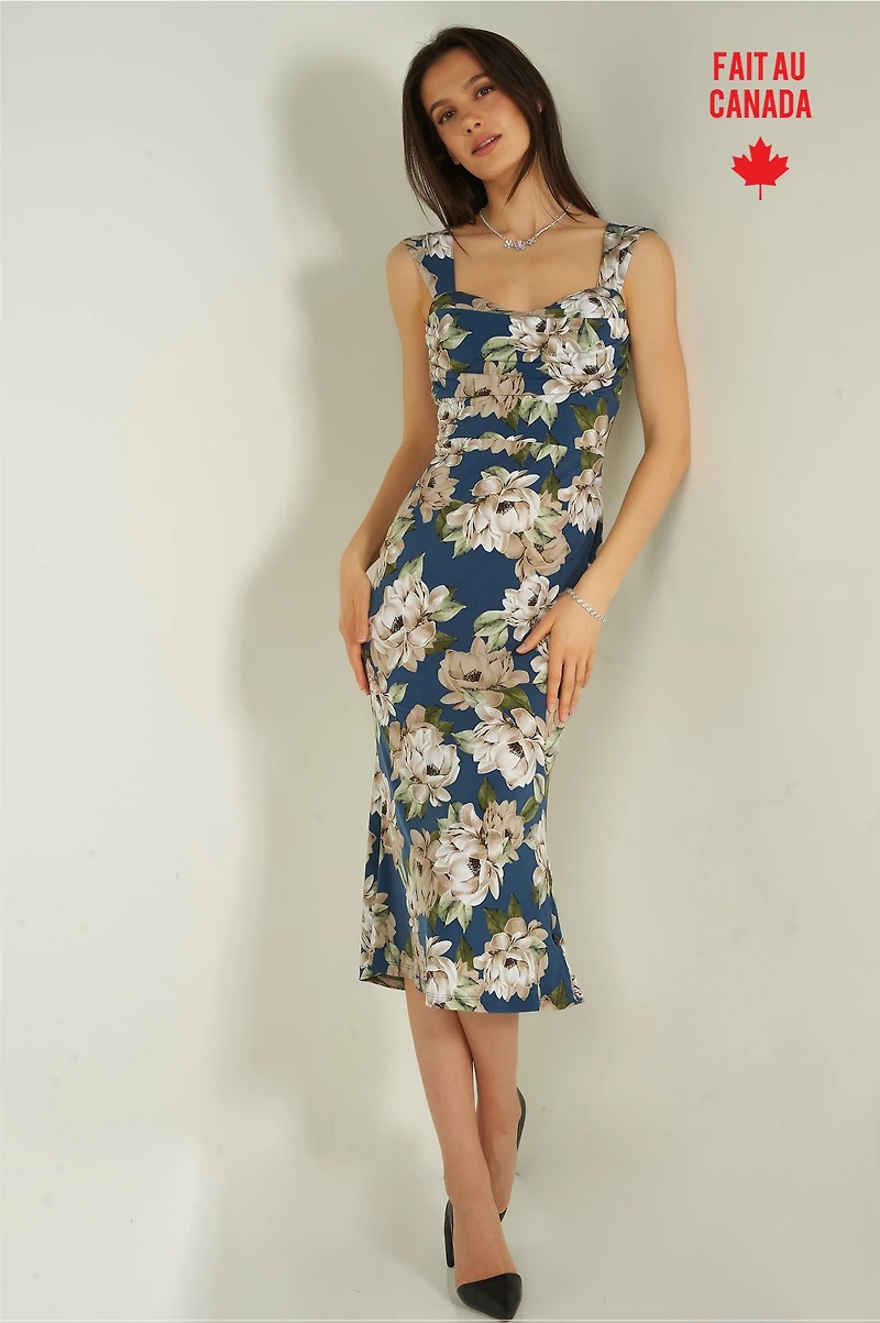 Robe midi fleurie - IZAR-S25 (R-C5)