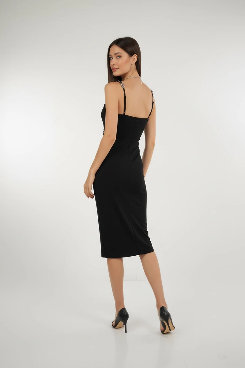 Robe soirée à bretelles en chaîne - KELIA (R-B2)