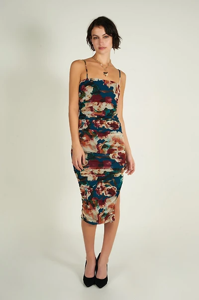 Robe tube fleurie - CD3414A (E-A16) VENTE FINALE