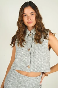 Veste en tweed sans manches - 931021-TD029 (E-A10) VENTE FINALE