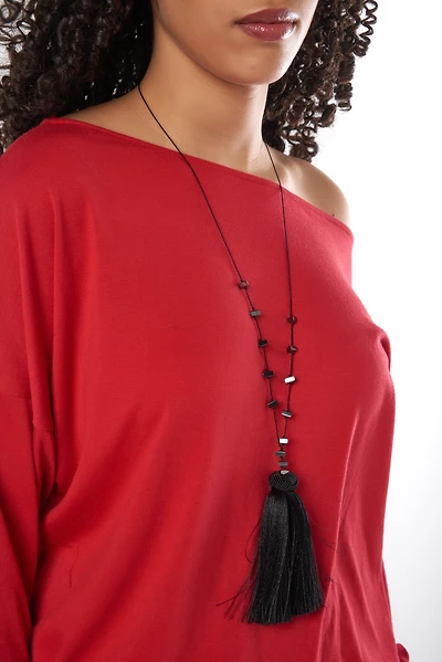 Collier Long Noir - C1205 - VENTE FINALE