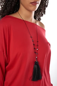 Collier Long Noir - C1205 - VENTE FINALE