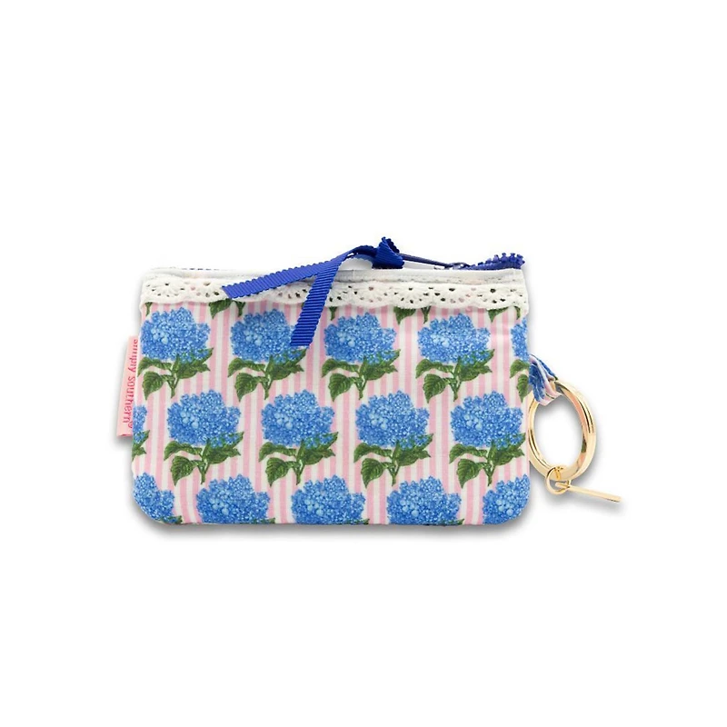 Hydrangea Stripe ID Wallet with Lace Trim