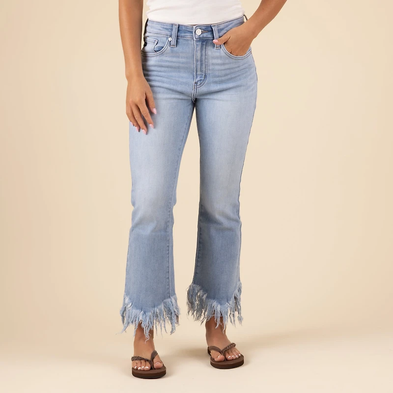 The Arla High Rise Frayed Straight Jeans