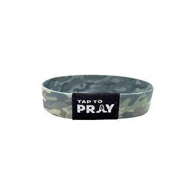 Tap To Pray Wristband Green Charcoal Traditional Camo