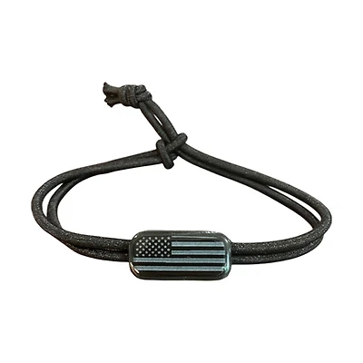 American Flag Adjustable Cord Bracelet in Onyx
