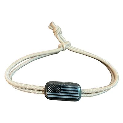 American Flag Adjustable Cord Bracelet in Tan