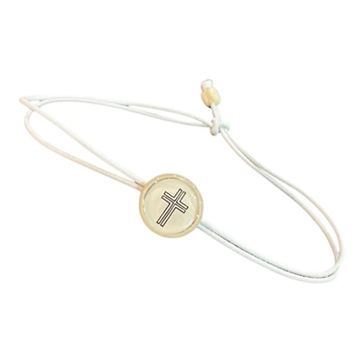 Adjustable Cross Bracelet in Vanilla