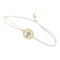 Adjustable Cross Bracelet in Vanilla