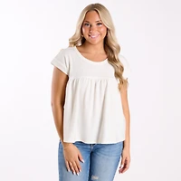 Crepe Babydoll Short Sleeve Top