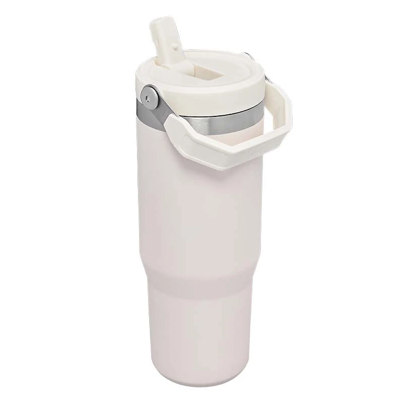 The 30oz IceFlow Flip Straw Tumbler in Rose Quartz